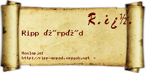 Ripp Árpád névjegykártya